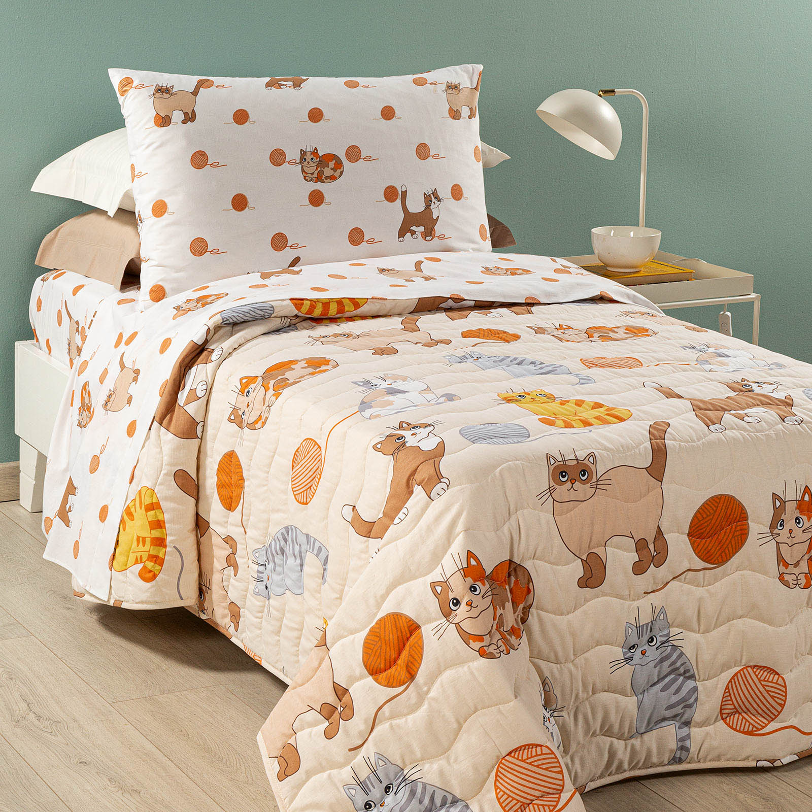 Quilted cotton bedspread Natural Single Caleffi Kids