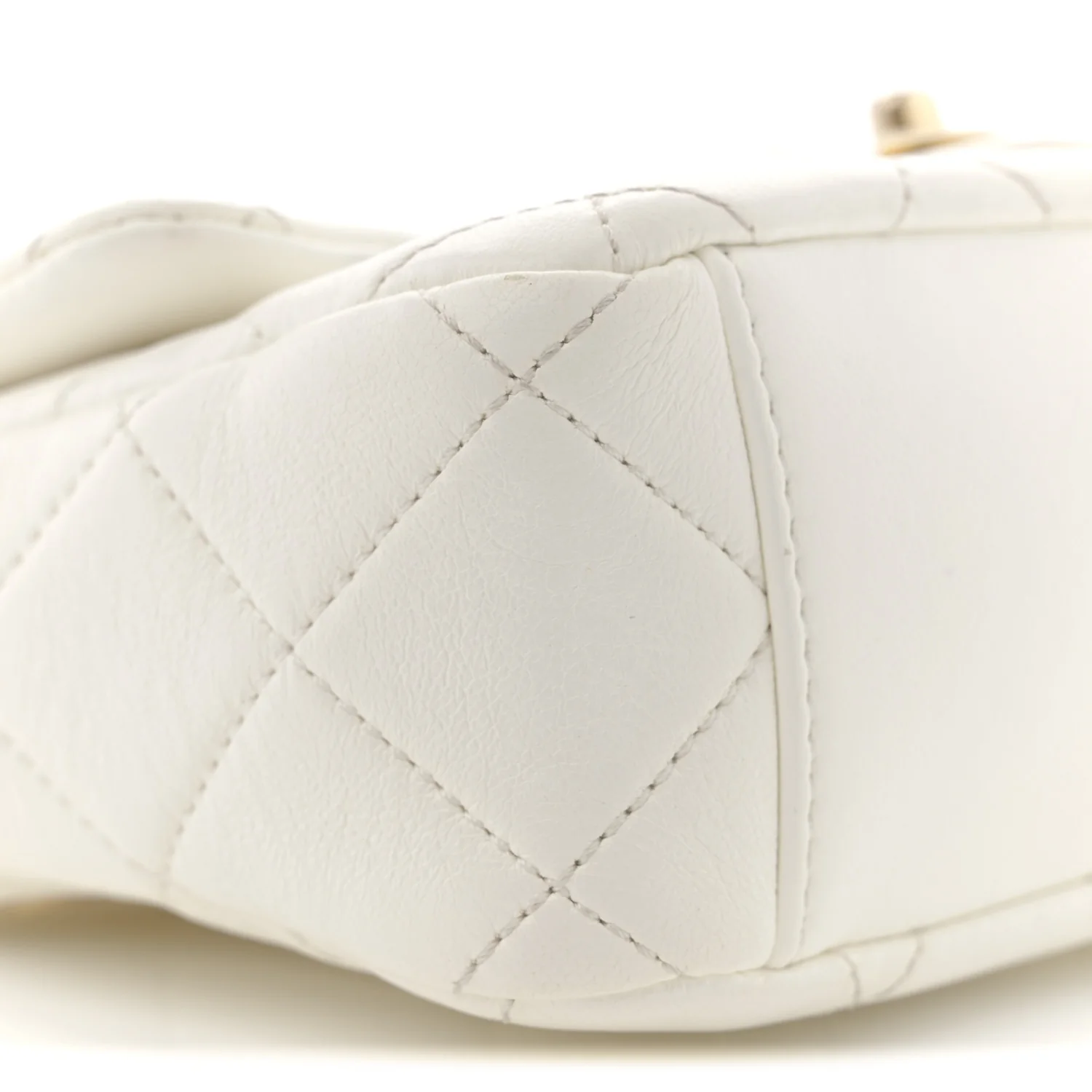 Shiny Lambskin Quilted Mini Flap White - Top Club