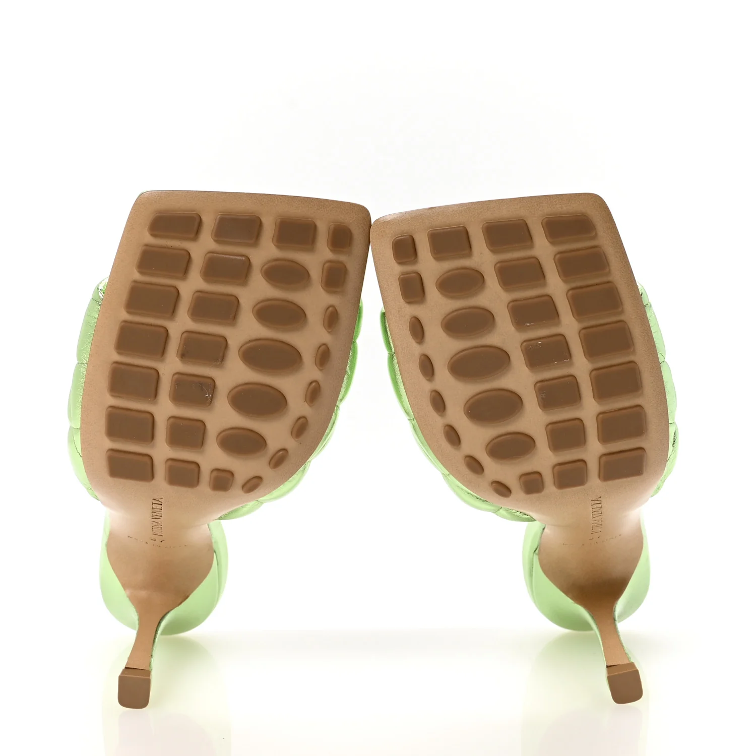 Metallic Nappa Reflection Matelasse Padded Mule Sandals 37 Pistachio - Top Club
