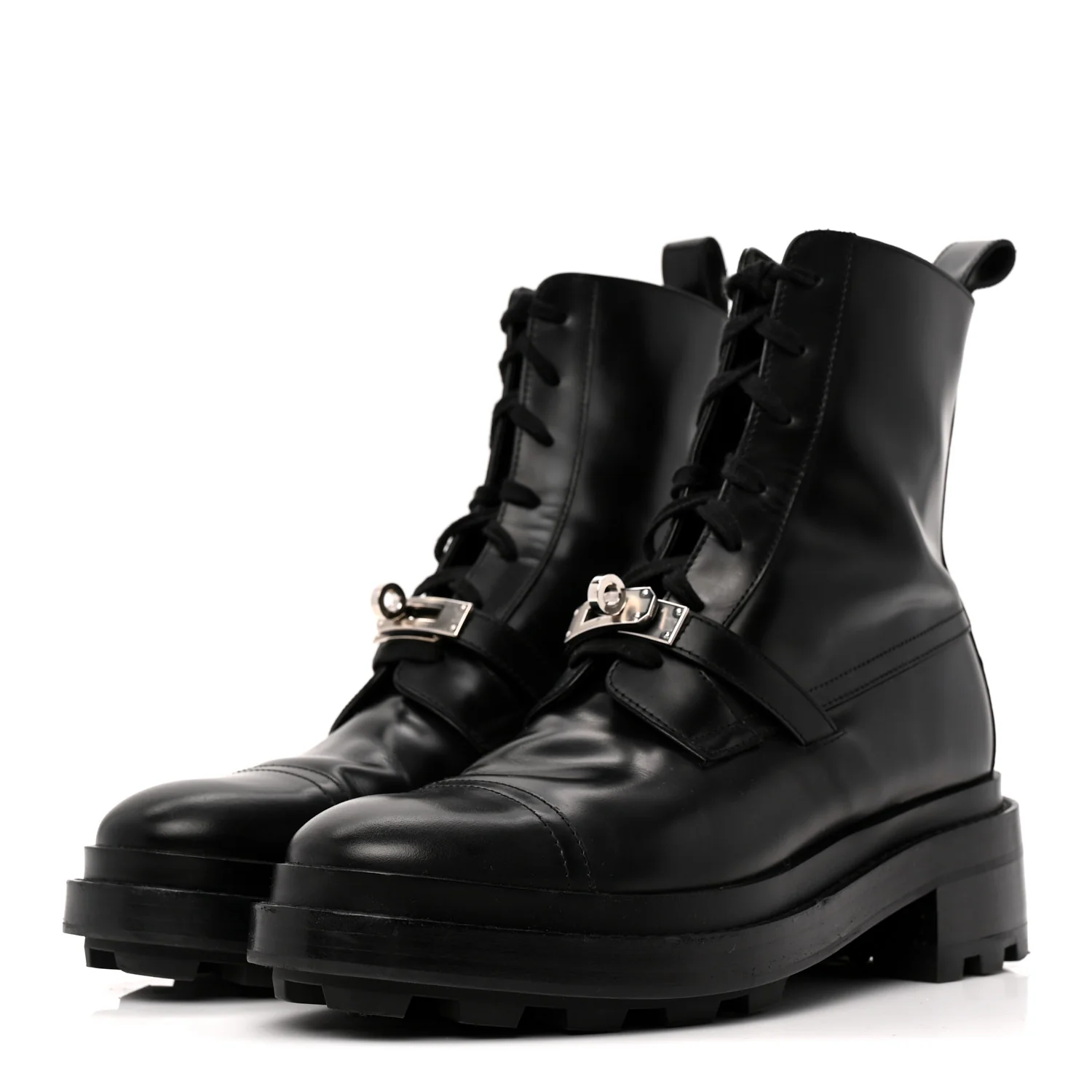 Glossed Calfskin Funk Ankle Boots 38.5 Black - Top Club