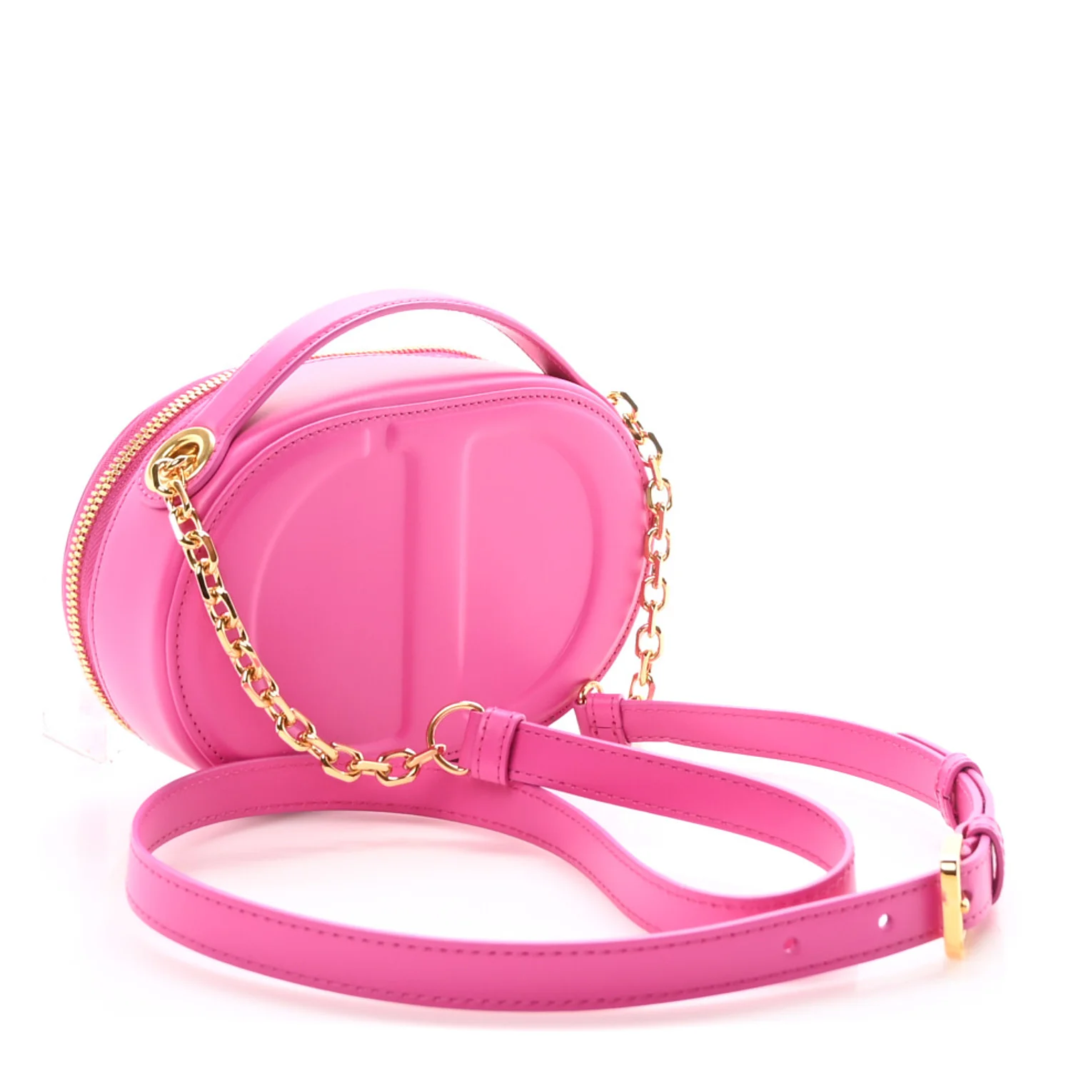 Calfskin CD Signature Oval Crossbody Camera Bag Rani Pink - Top Club