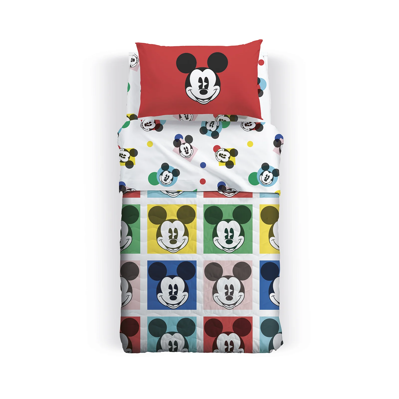 Quilted cotton bedspread Mickeycolors square and half unique Warner Bros Baby
