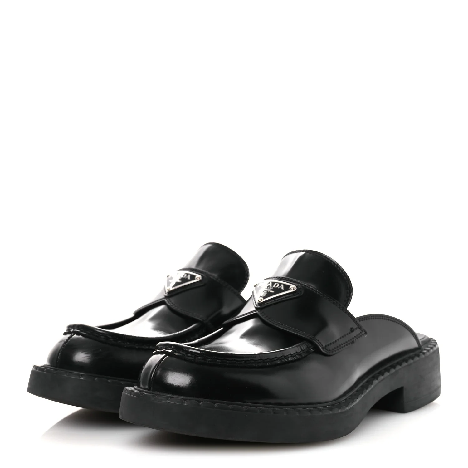 Spazzolato Triangle 40mm Loafer Mules 37 Black - Top Club