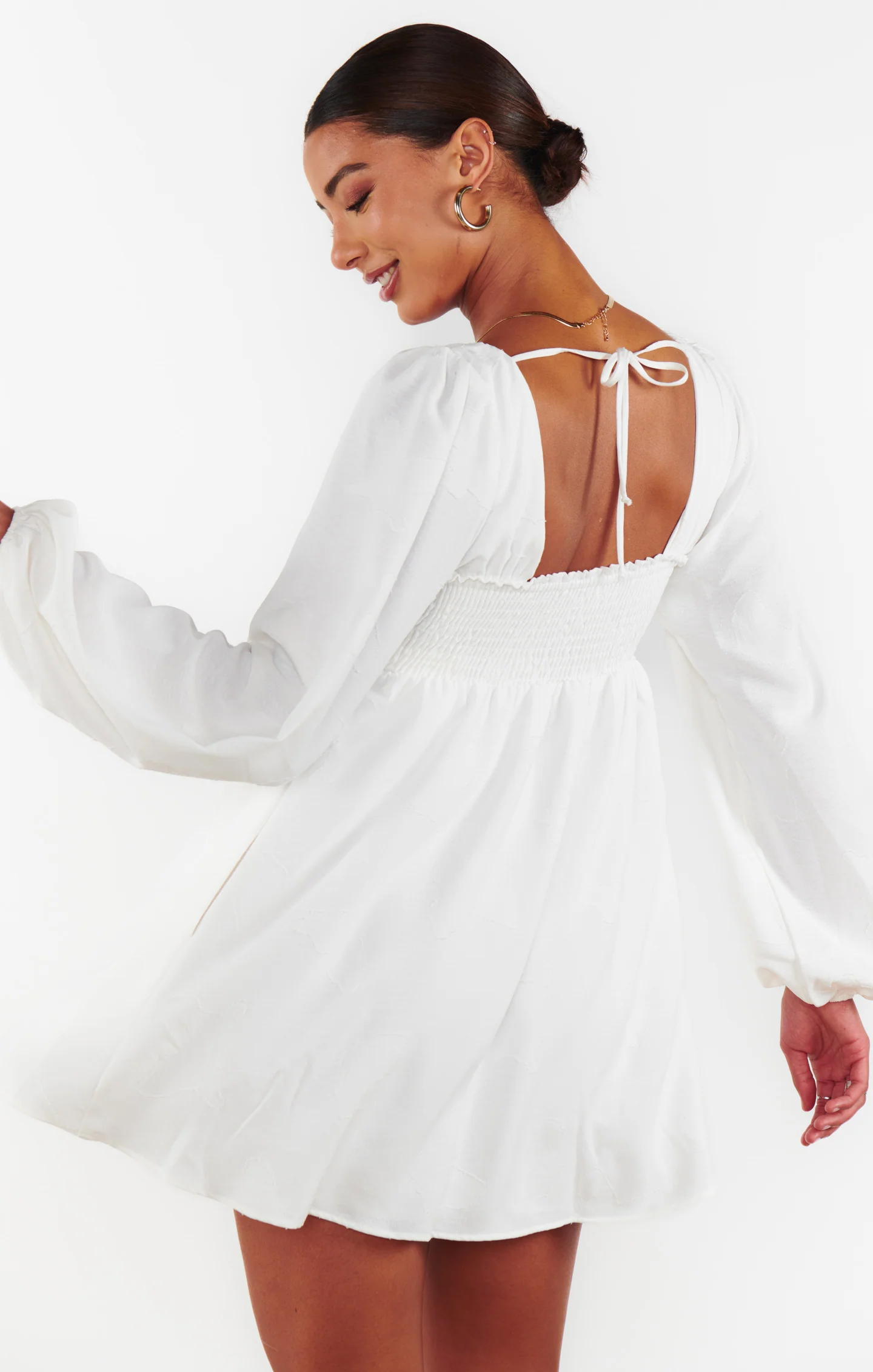 Marianna Mini Dress ~ White Clip Butterfly