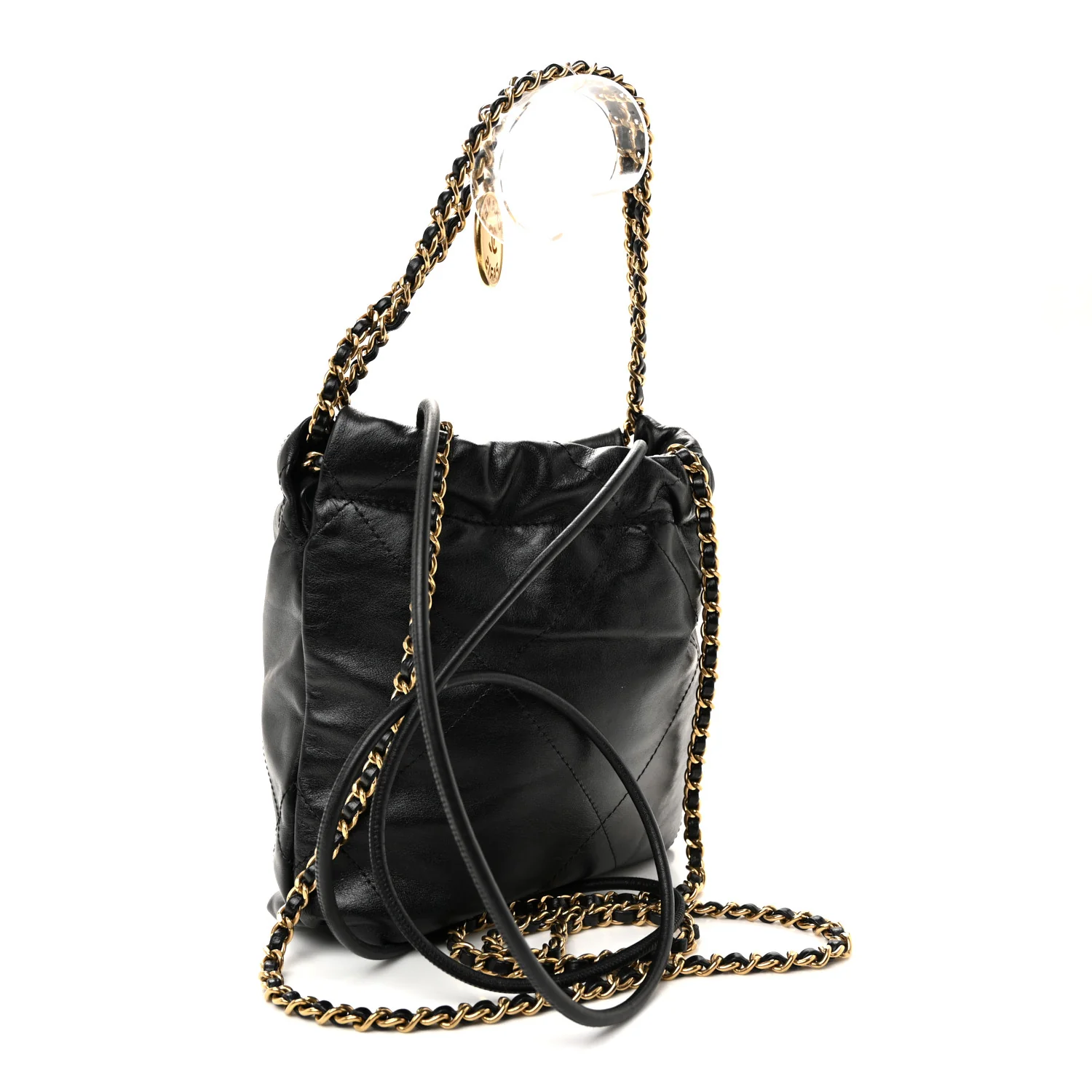 Shiny Calfskin Quilted Mini Chanel 22 Black - Top Club