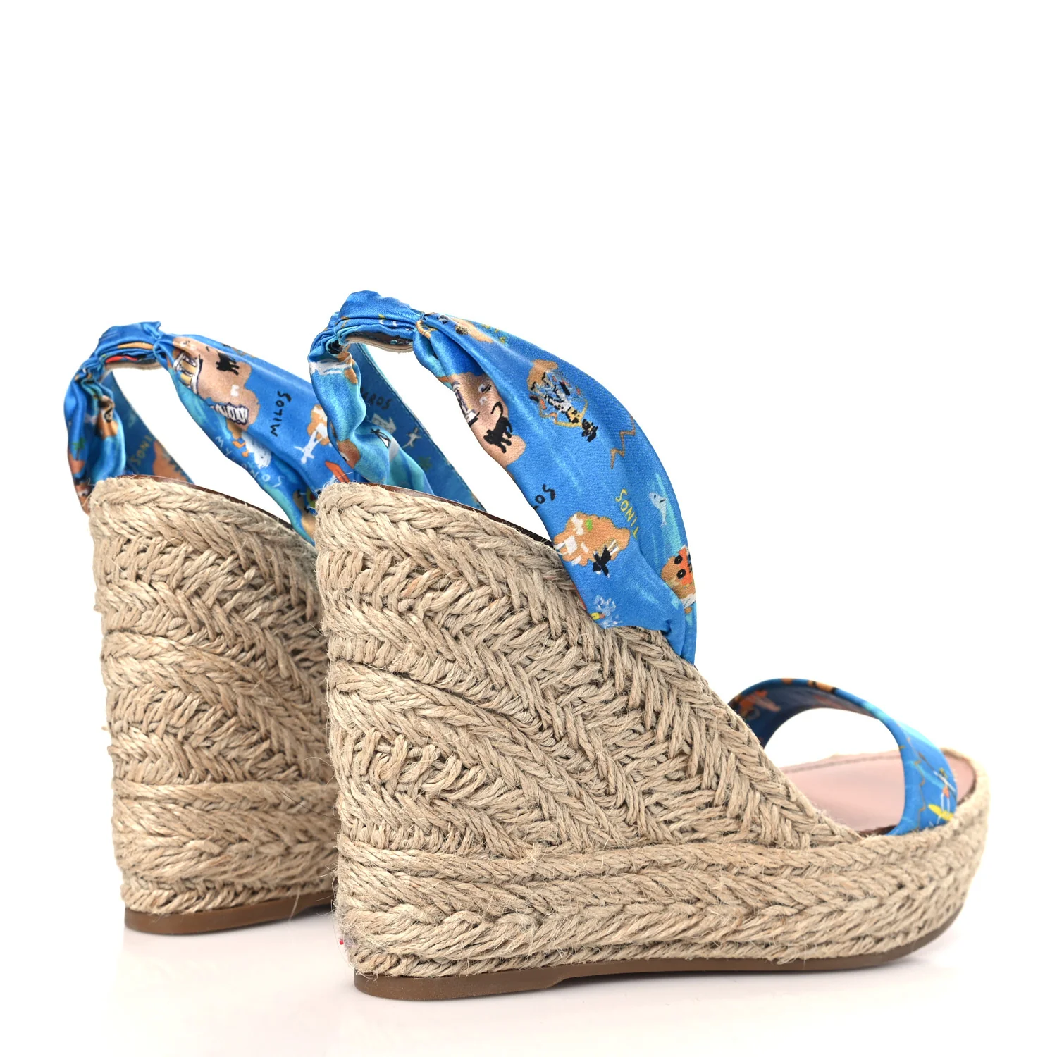 Satin Monica Du Desert 110 Espadrille Wedges 41 Blue Multicolor - Top Club