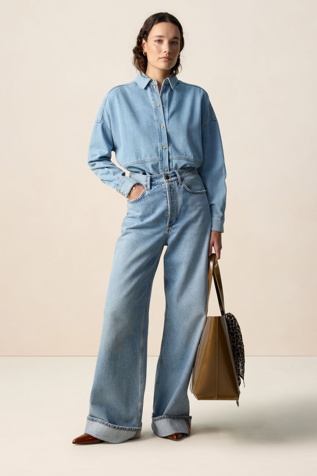 Blauwe denim blouse