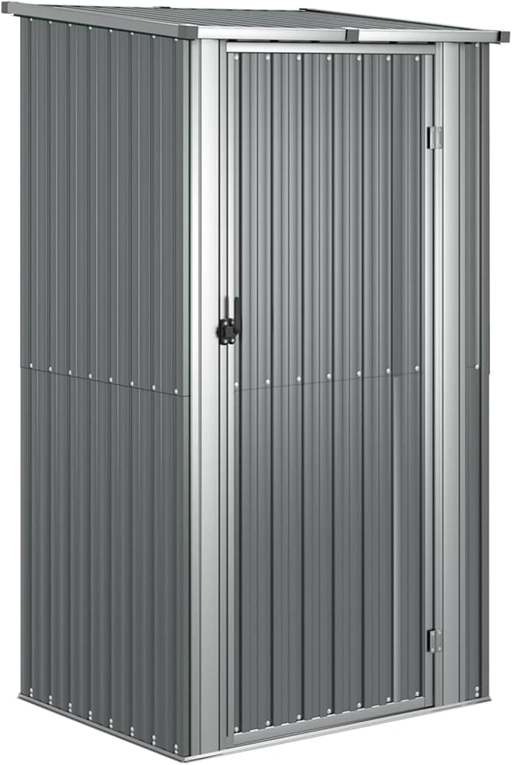 Gecheer Casetta per giardino in acciaio zincato, grigio, 118,5 x 97 x 209,5 cm, utensili in acciaio, cassetta degli attrezzi