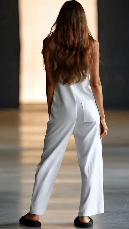 Women's Sleeveless Single-Breasted Cargo Jumpsuit - Nordfashionstorm - Women's Clothing, Fashion for You - Nordfashionstorm.com