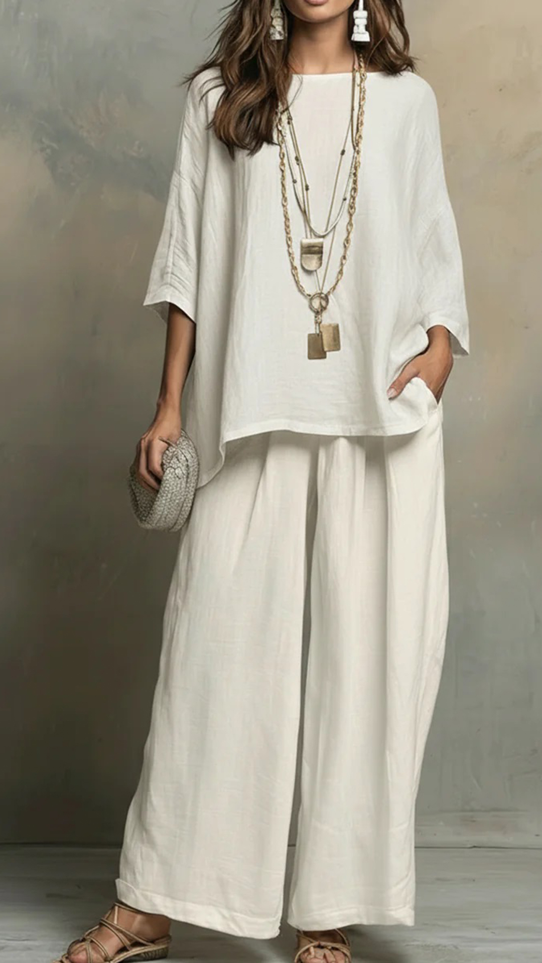 Cozy Cotton-linen Irregular Top And Wide-leg Pants Two-piece Set - Nordfashionstorm - Women's Clothing, Fashion for You - Nordfashionstorm.com