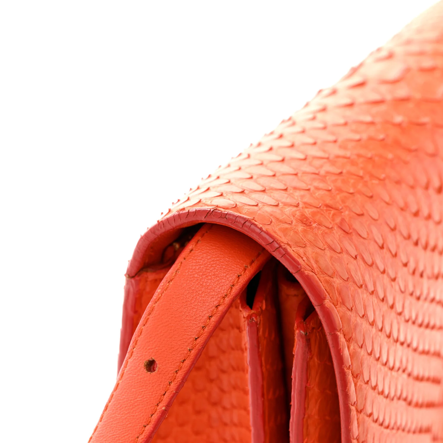 Snakeskin Medium Classic Box Flap Orange - Top Club