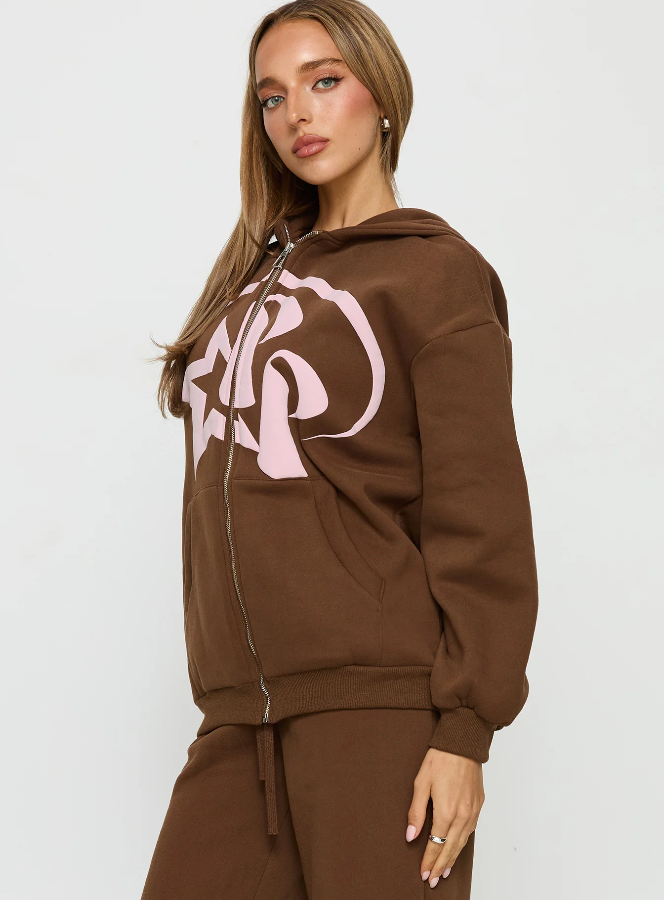 Princess Polly Stargirl Zip Through Jumper Brown