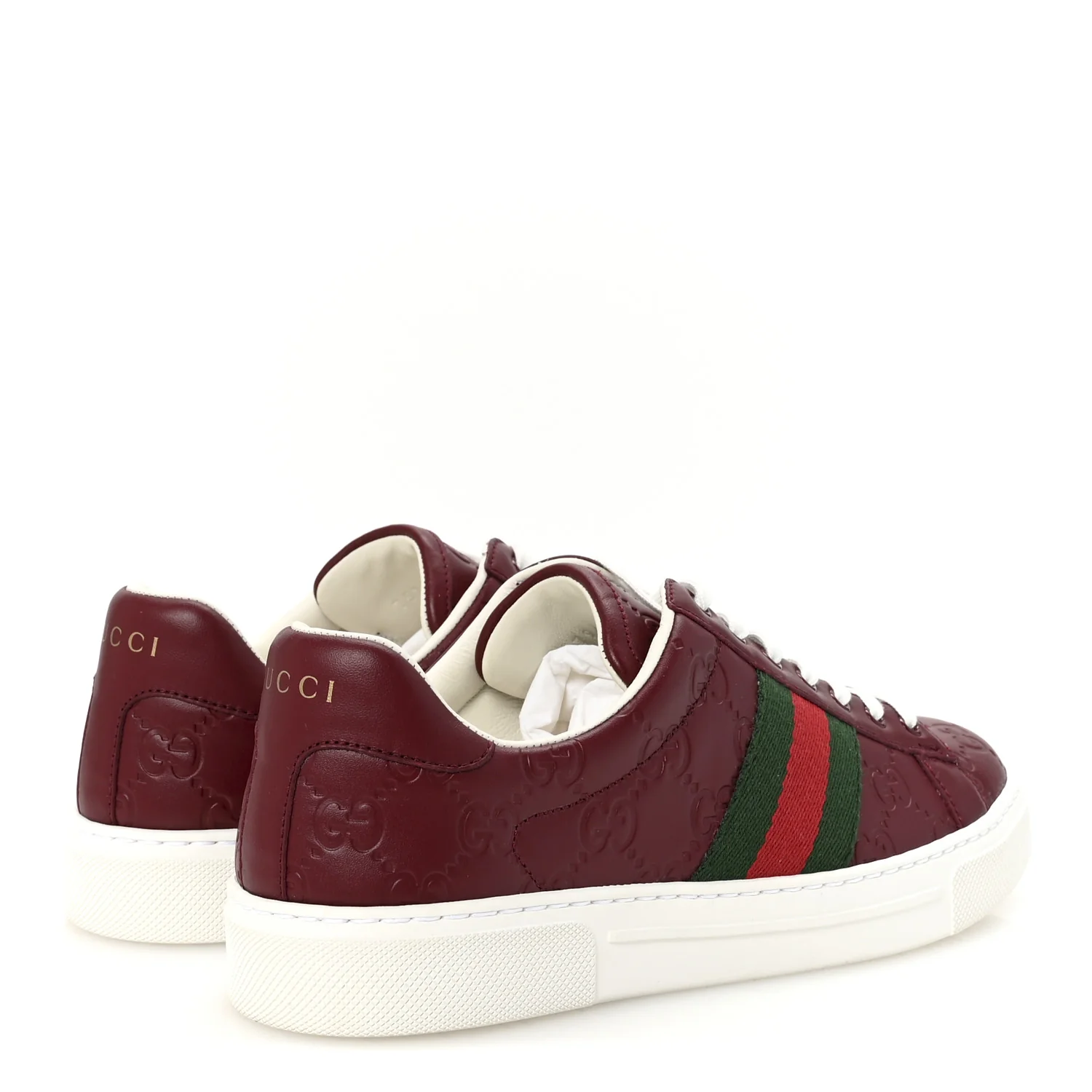 Calfskin GG Embossed Web Mens Ace Sneakers  36.5 Ancora Red - Top Club