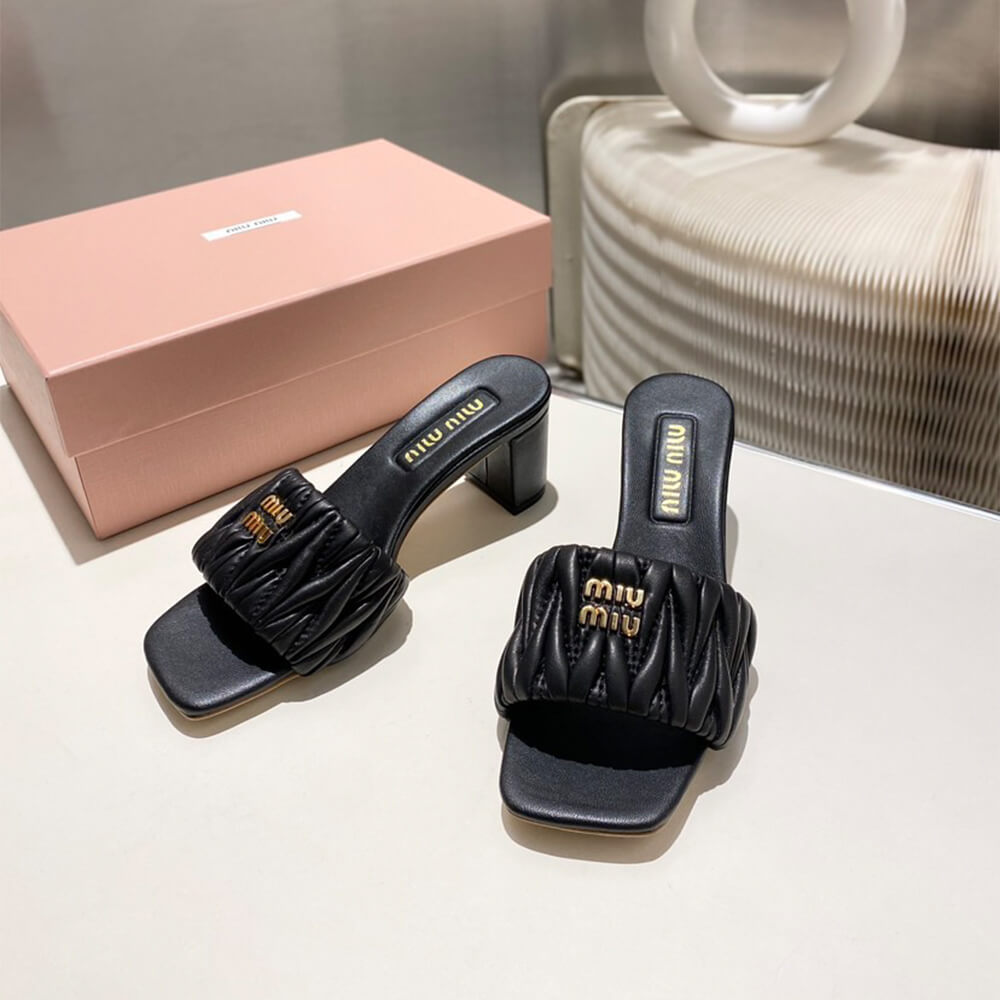 MiuMiu Matelass?? nappa leather slides - Top Club