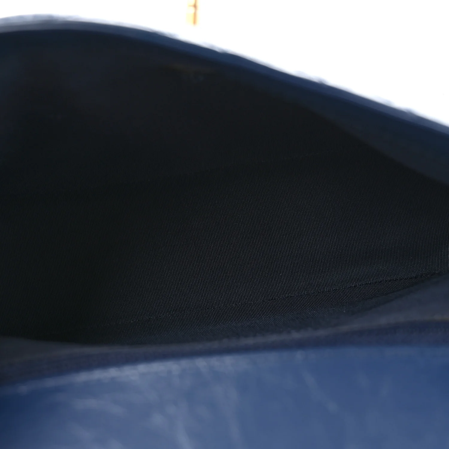 Calfskin Chevron Quilted Top Handle Flap Navy - Top Club