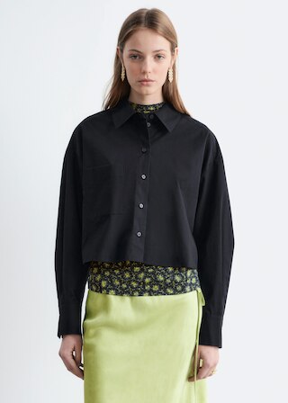& Other Stories CROPPED OVERSIZED COTTON SHIRT