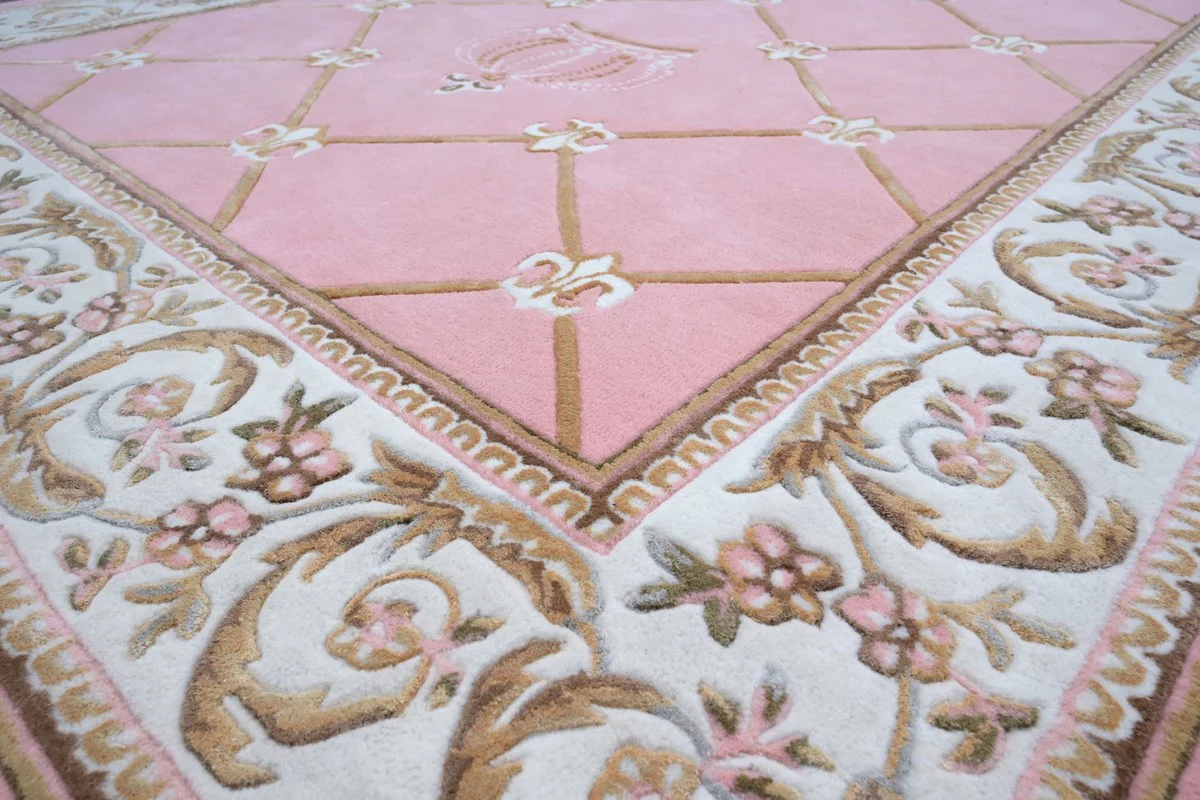 Pompöös by Luxury Baroque Carpet Crown by Harald Glööckler Pink / White / Brown - Various Sizes