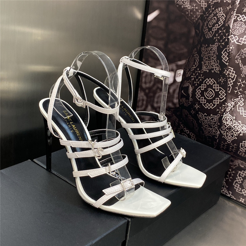 ysl letter logo rhinestone buckle high heel sandals - Sneaker Replica Workshop