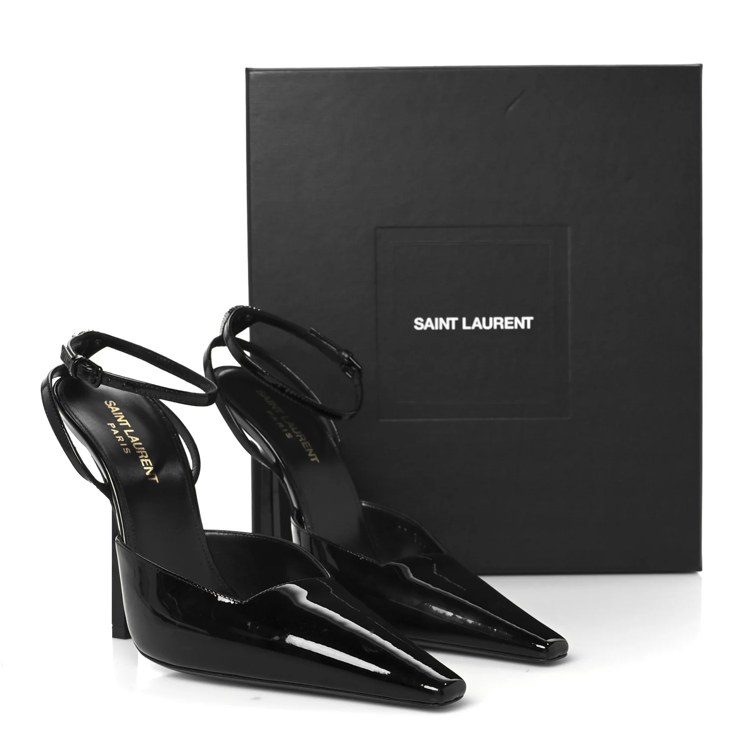 Patent Calfskin Crystal Anouk Pumps 38 Black - Top Club