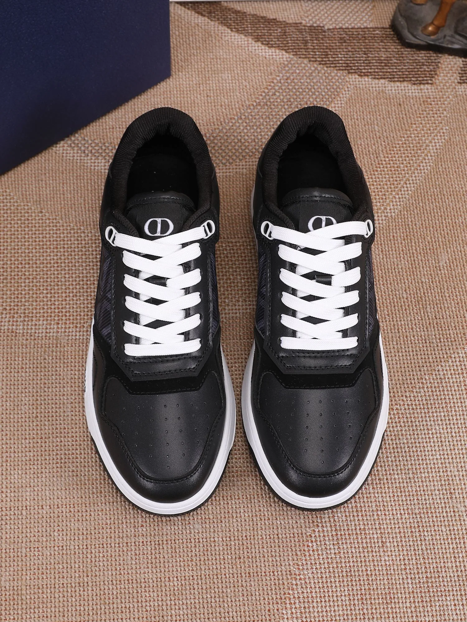 Dior Mens Sneakers Luxury Leather Casual Shoes With Oblique Pattern - Sneaker Replica Workshop