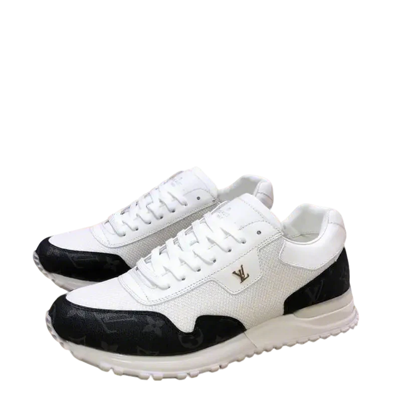 Louis Vuitton Men's White And Black Mesh Sneakers With Signature Logo - Sneaker Replica Workshop