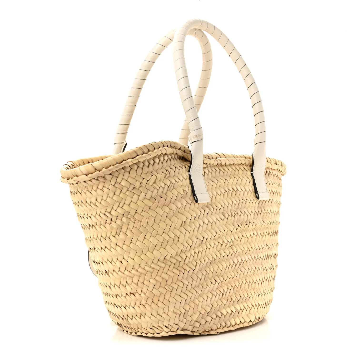Raffia Grain Calfskin Medium Marcie Basket White - Top Club