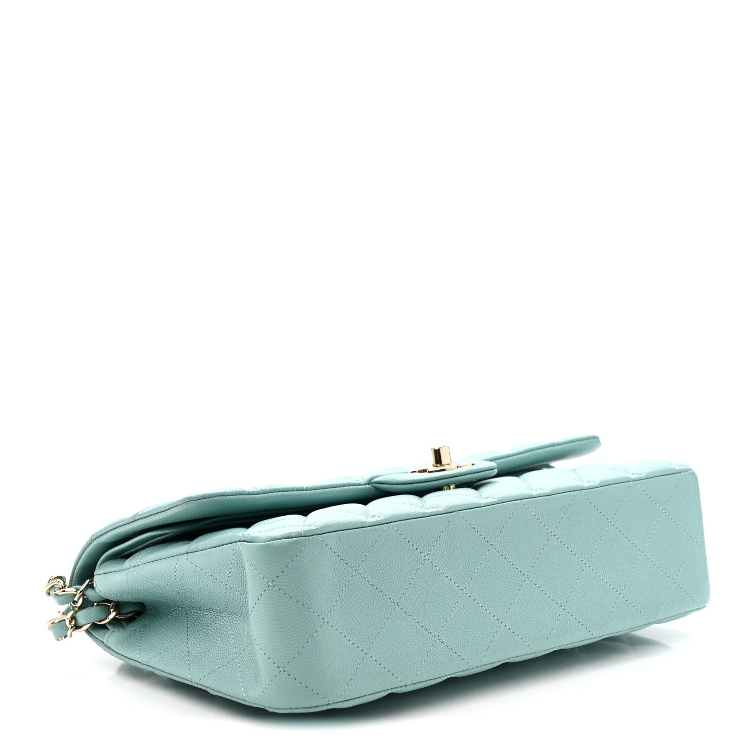 Caviar Quilted Medium Double Flap Light Blue - Top Club