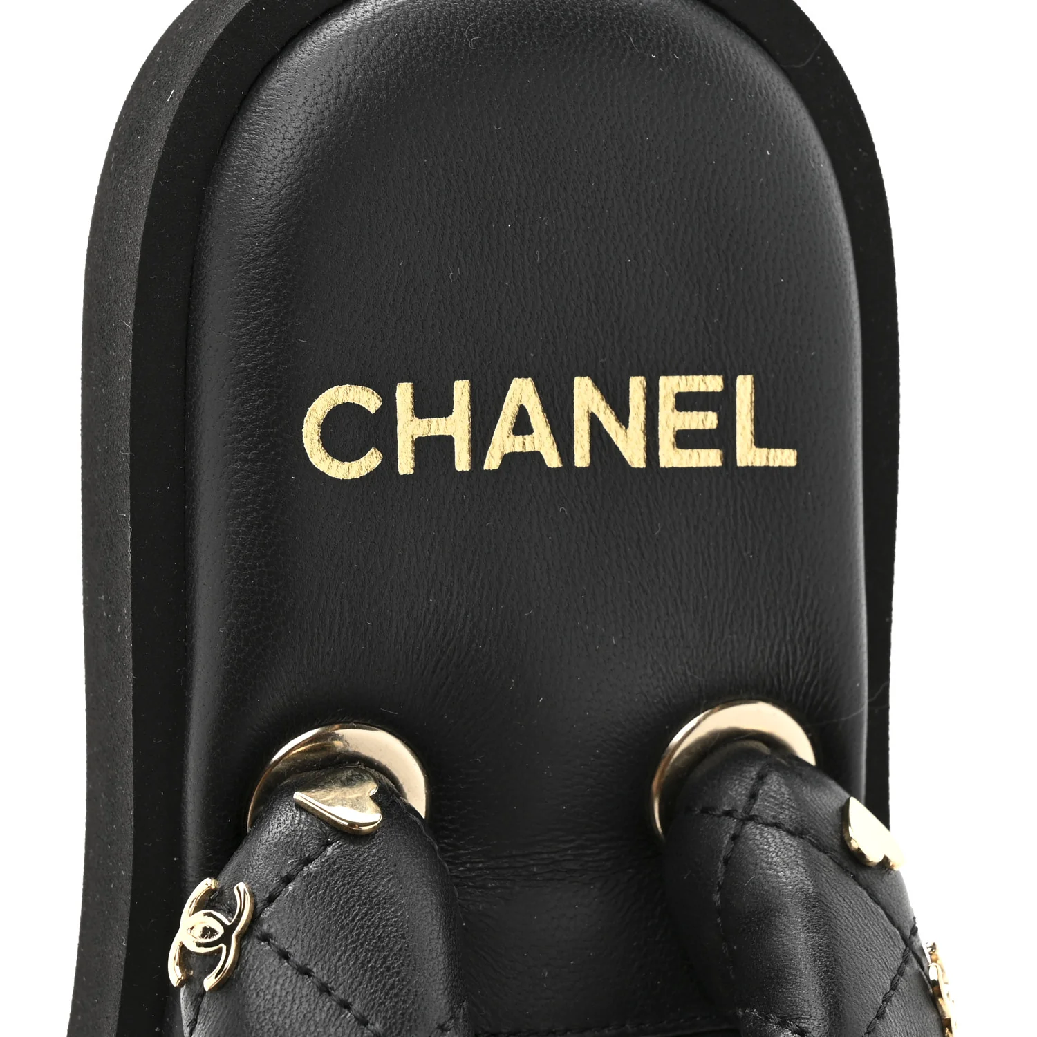 Lambskin Quilted Padded Charms Thong Sandals 36 Black - Top Club
