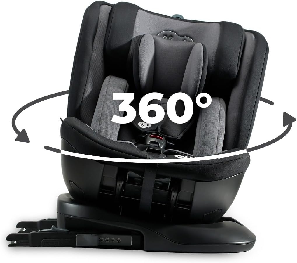 Kinderkraft XPEDITION2 I-SIZE 40-150 cm, Seggiolino auto 0-36 kg, Seggiolino 360 girevole, con Isofix Base, Reclinabile Posizione sdraiata, Poggiatesta regolabile, Gruppo 0 1 2 3, Nero