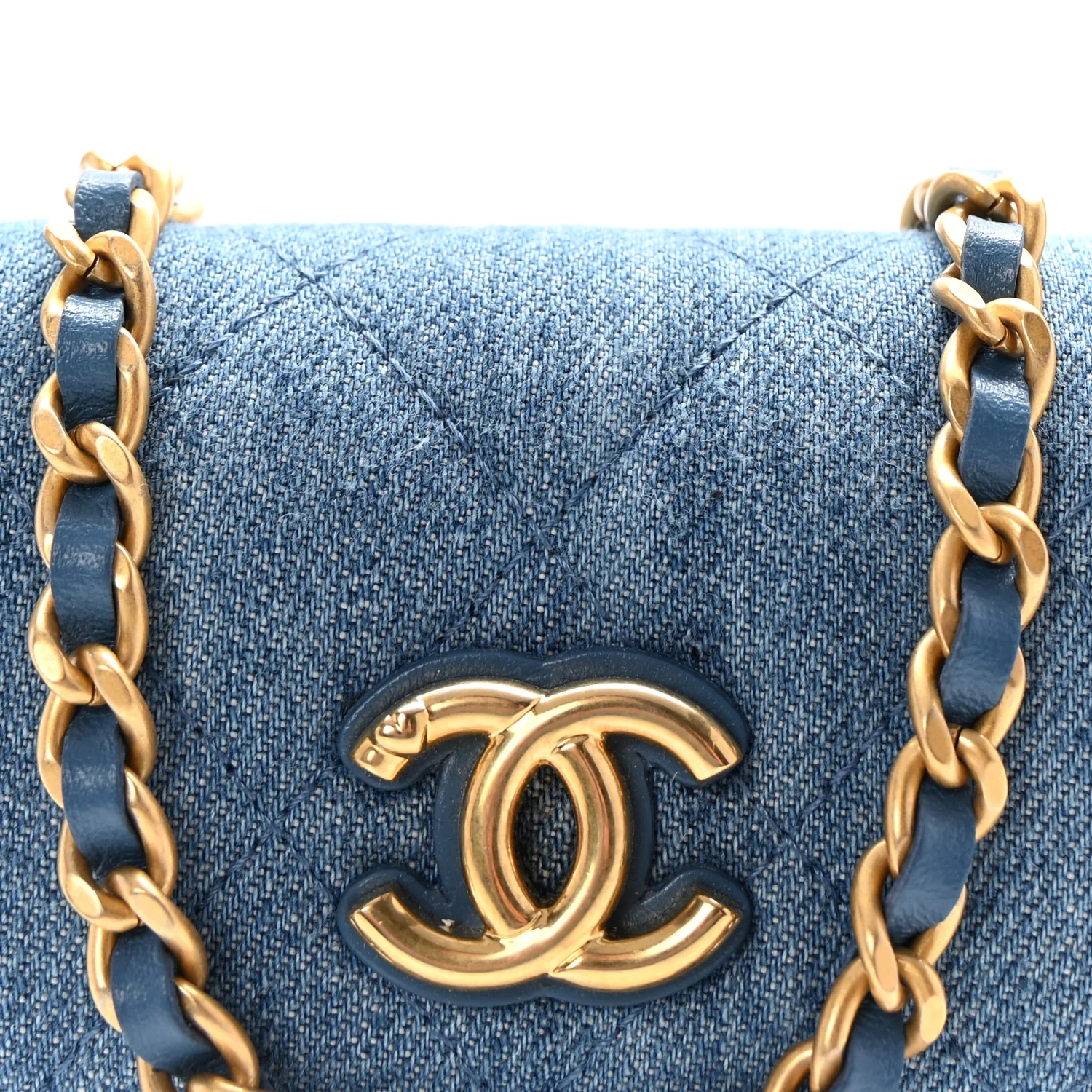 Denim Quilted Flap Mini Crossbody Blue - Top Club