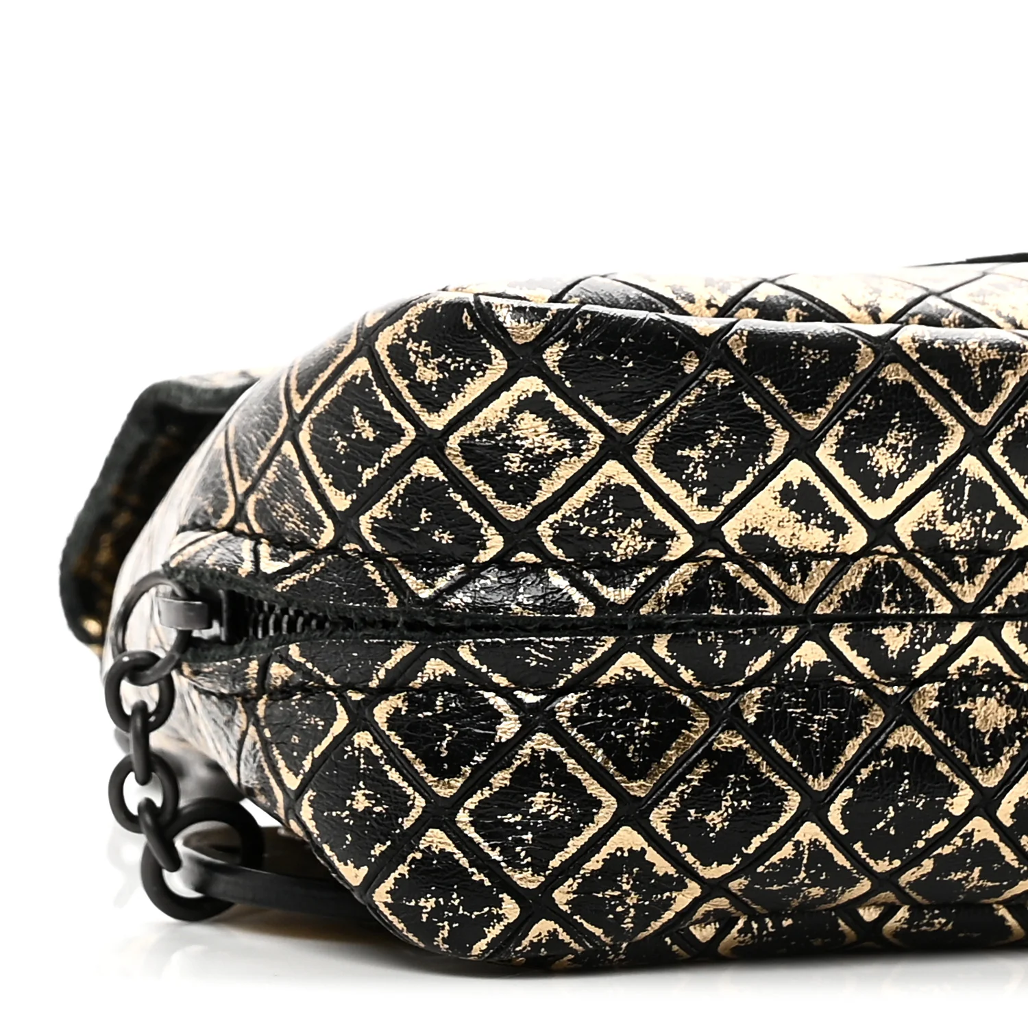 Calfskin Intrecciomirage Embossed Butterfly Chain Crossbody Black Gold - Top Club