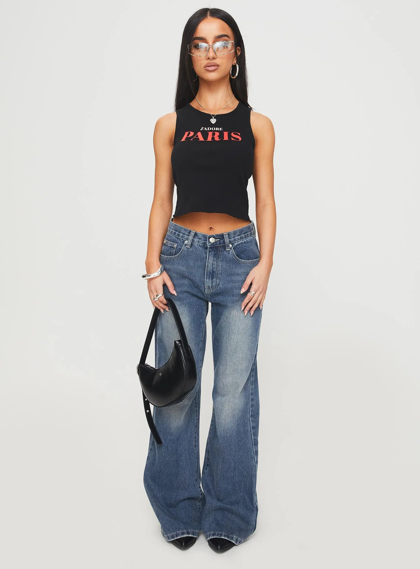 Hanlen Mid Rise Wide Leg Jean Blue