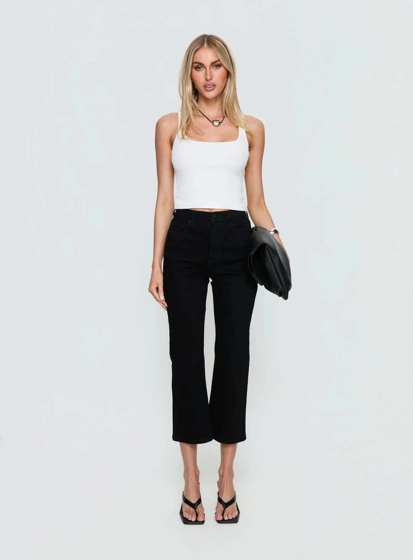 Cindee High Rise Cropped Jeans Jet Black