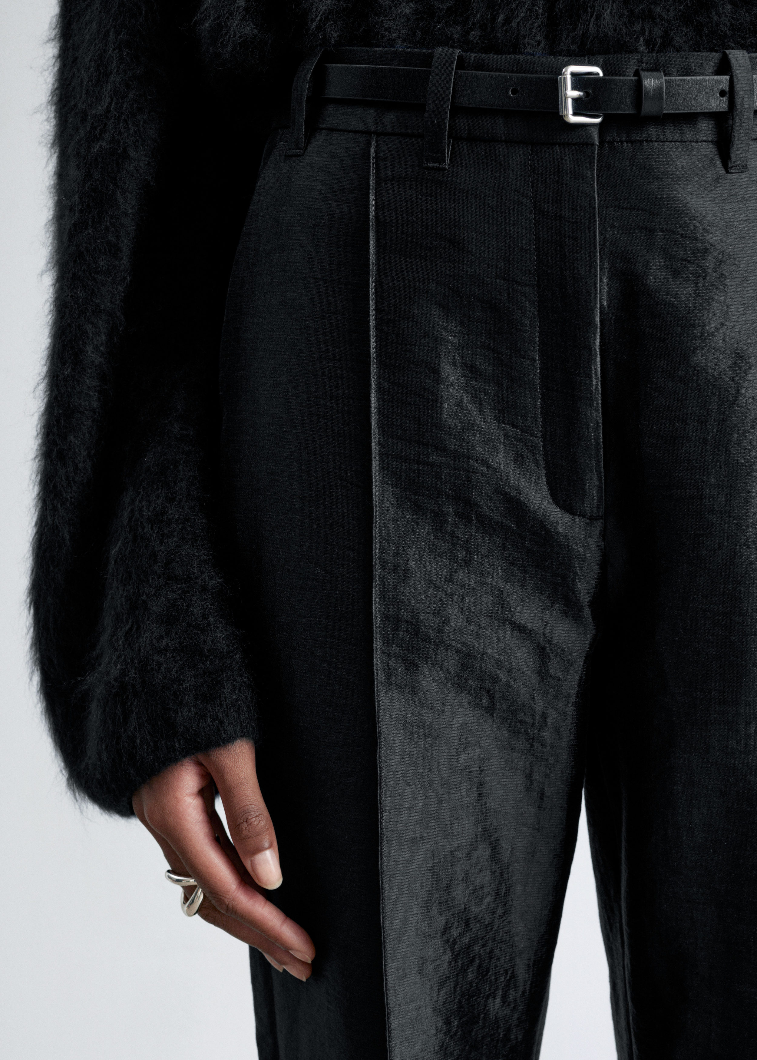 & Other Stories KICK-FLARE SATIN TROUSERS
