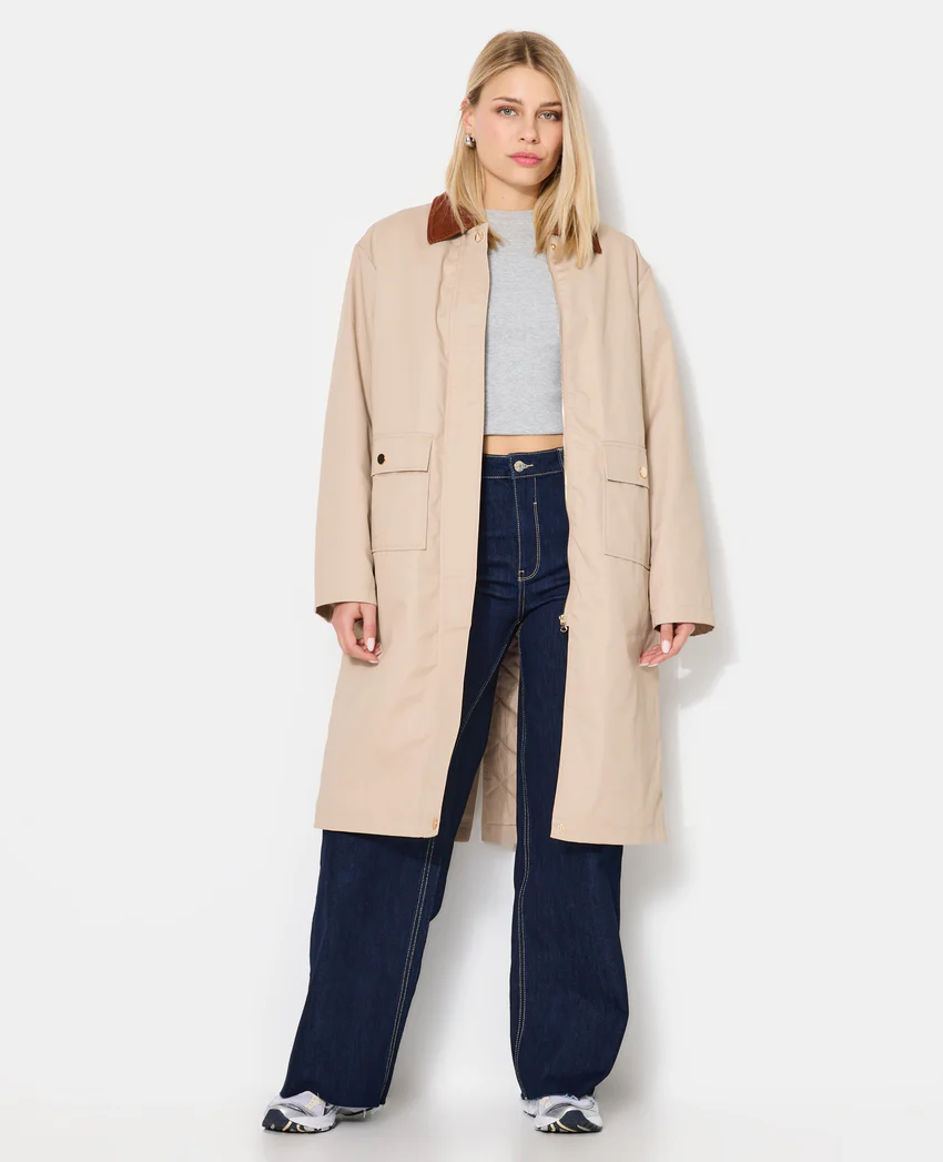 Pimkie Manteau long en toile avec col velours