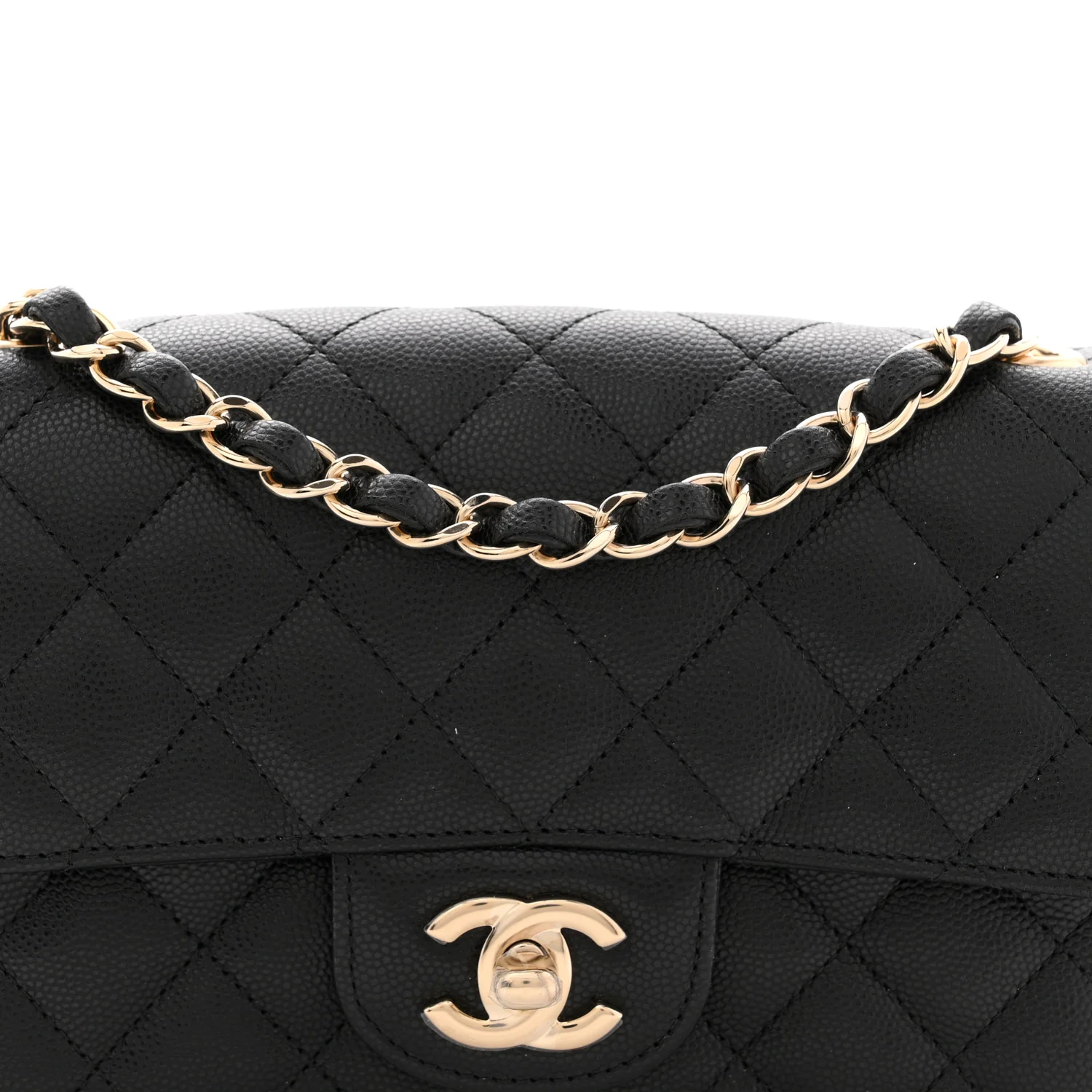 Caviar Quilted Mini Rectangular Flap Black - Top Club