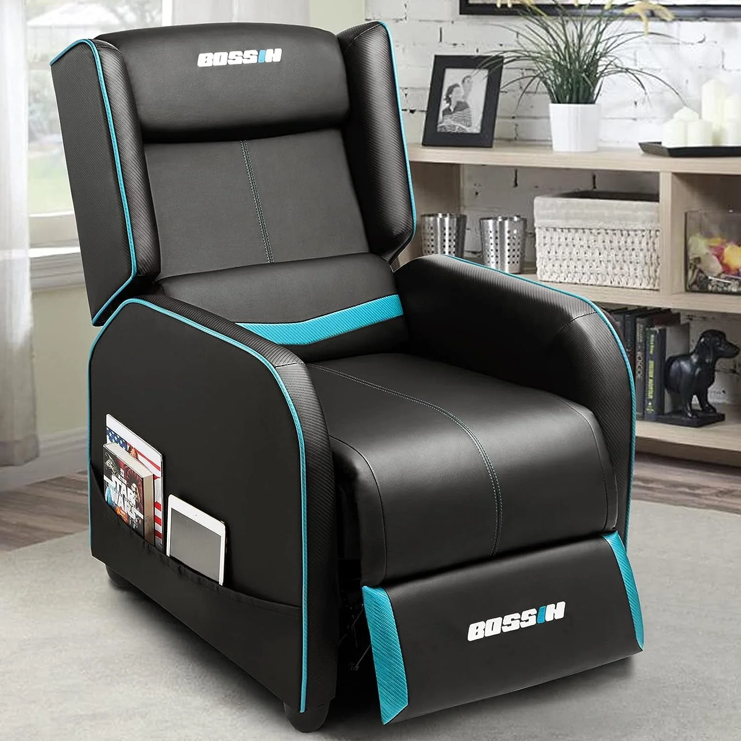 PUKAMI Gaming Recliner Chair for Adults 400 lb Racing Style Sofa Big and Tall PU Leather Recliner Seating Modern Ergonomic Lounge Recliner Chair Comfortable Home Movie Theater for Living Room