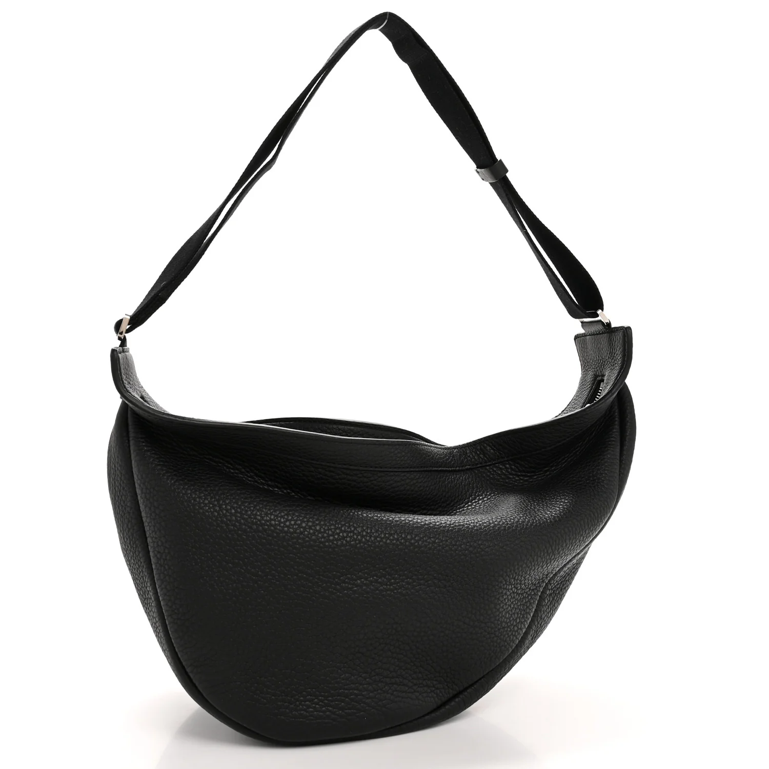 Grained Calfskin Large Slouchy Banana Bag Black - Top Club