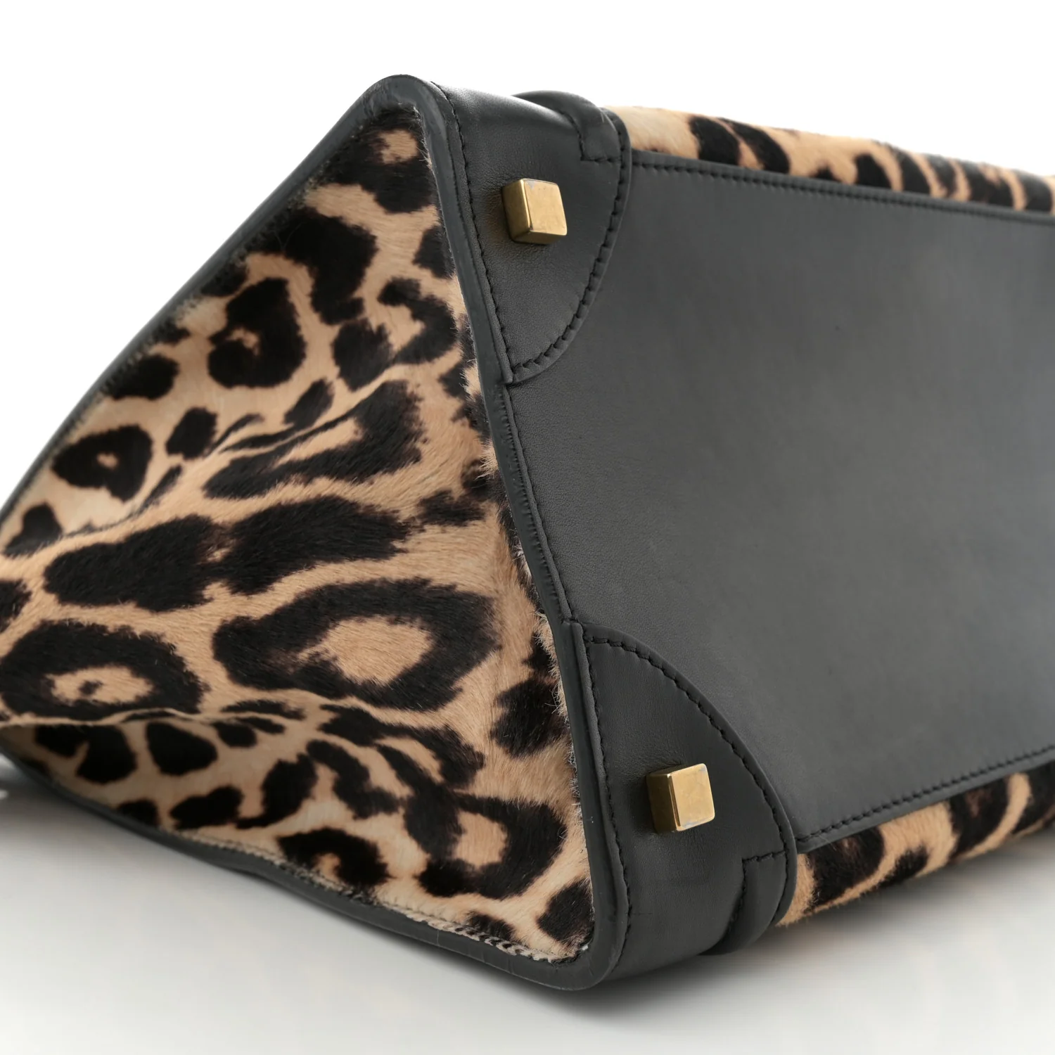 Leopard Pony Hair Mini Luggage Black - Top Club