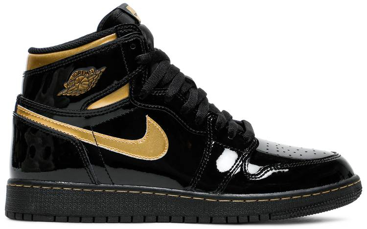 Air Jordan 1 Retro High OG  Black Gold Patent  555088-032 - Sneaker Replica Workshop