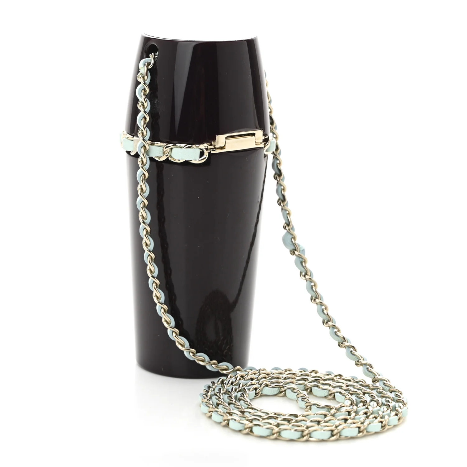Lucite Lipstick Case On Chain Burgundy Blue - Top Club
