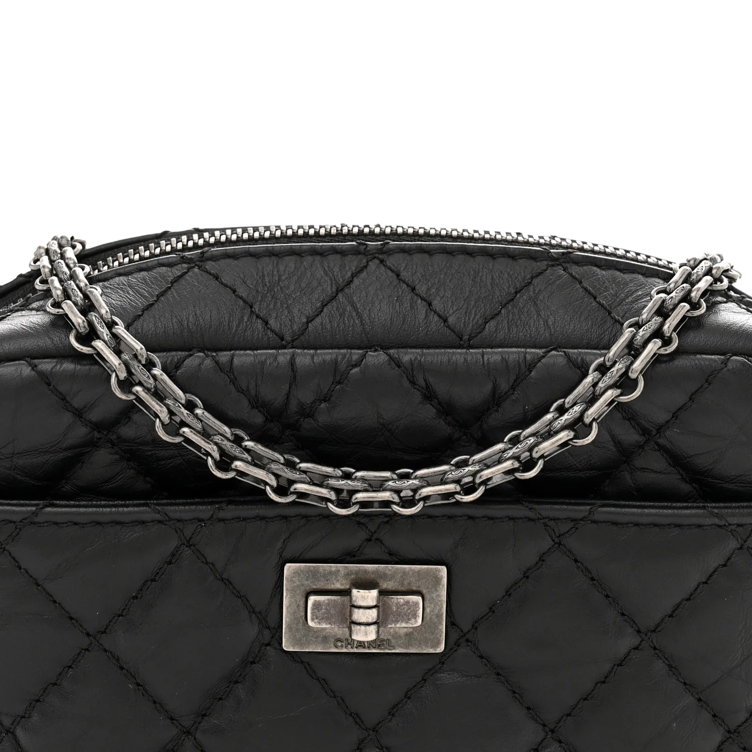 Aged Calfskin Quilted Mini Reissue Camera Case Black - Top Club