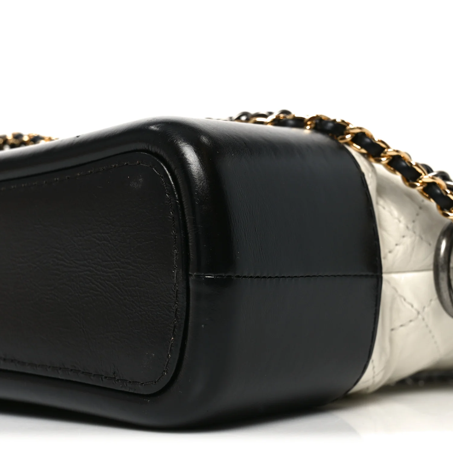 Aged Calfskin Quilted Small Gabrielle Hobo Black White - Top Club