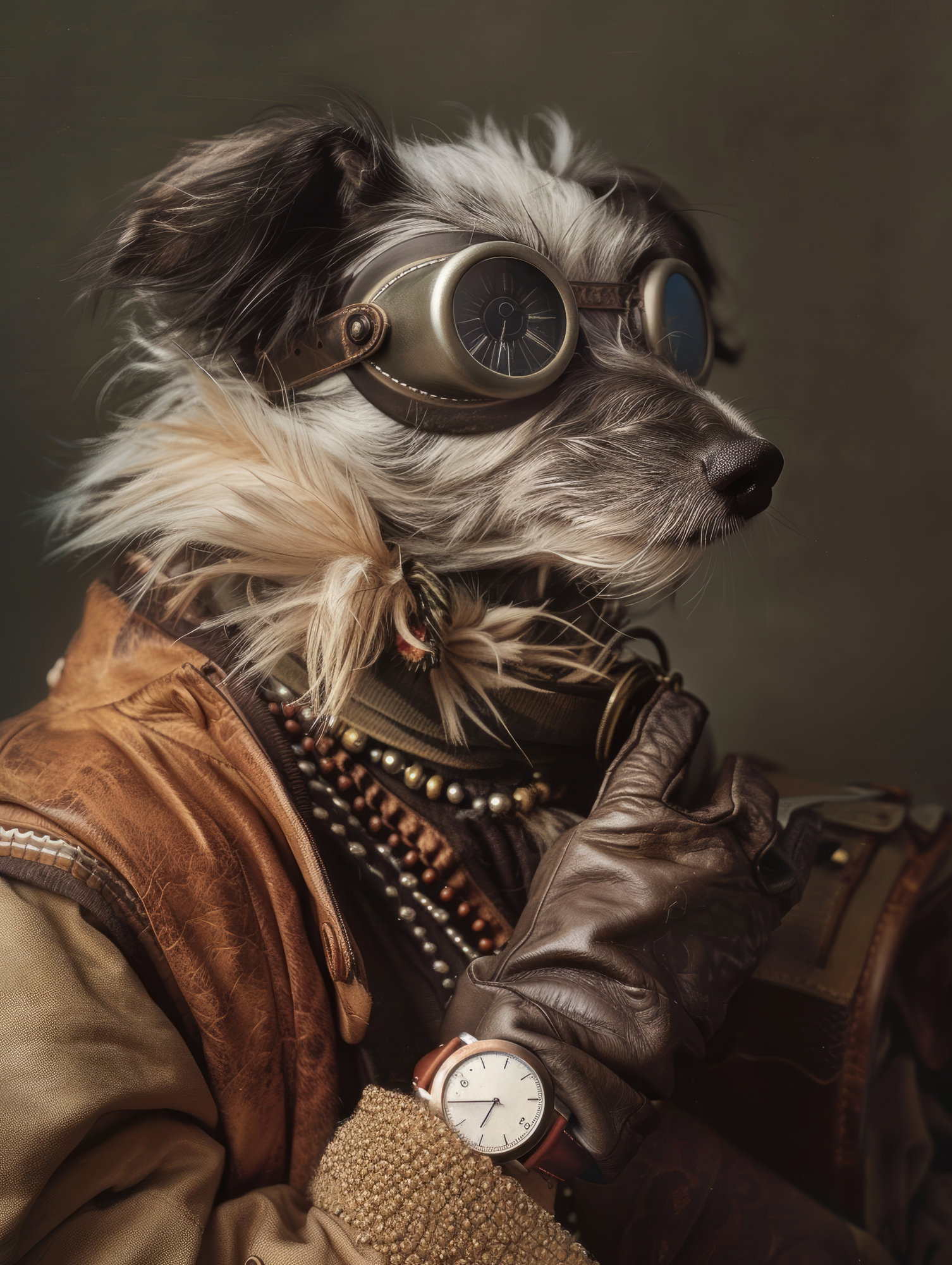 Canvas schilderij van een Petit Basset Griffon hond 100x200 cm