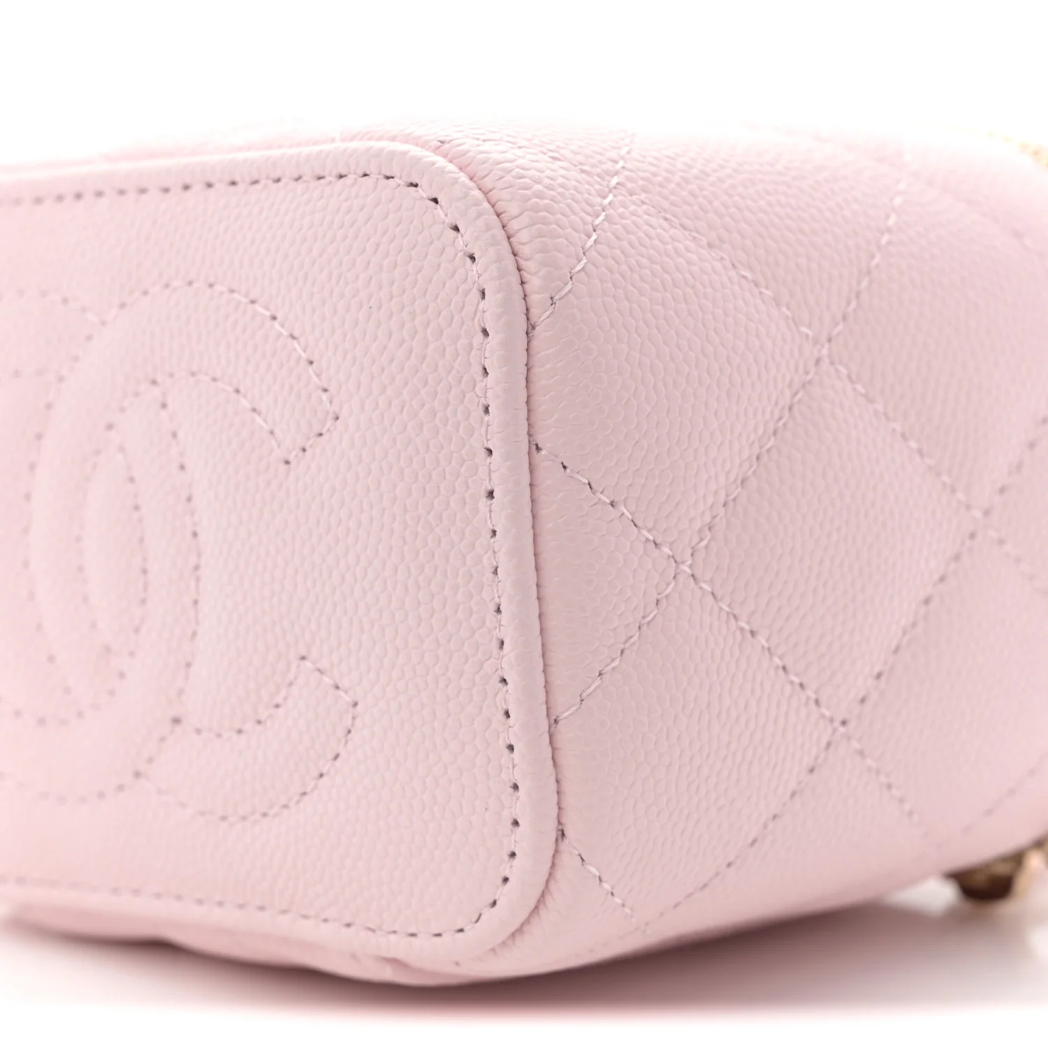 Caviar Quilted Mini Vanity Case With Chain Light Pink - Top Club