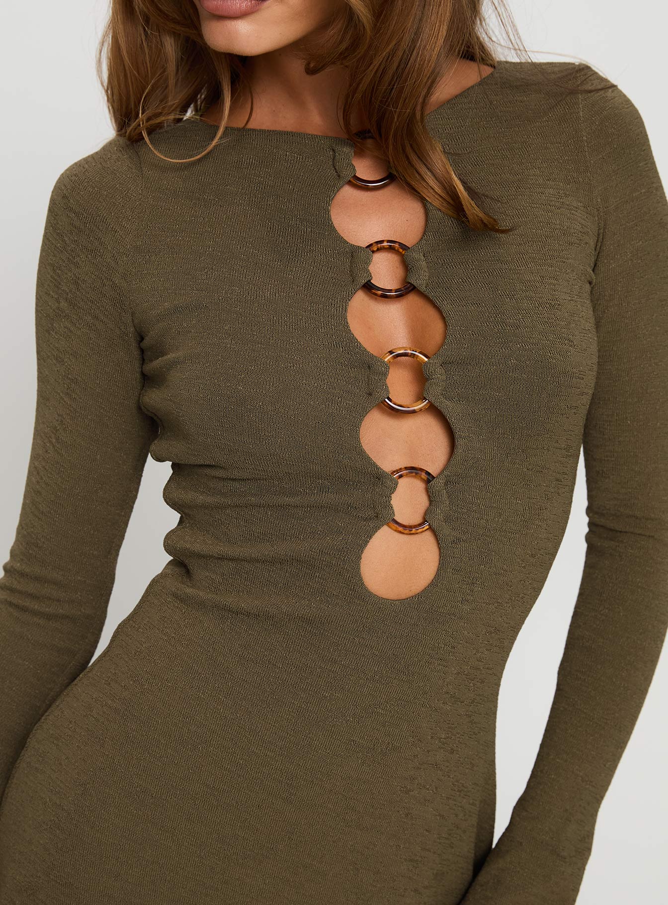 Dejonge Long Sleeve Ring Mini Dress Olive