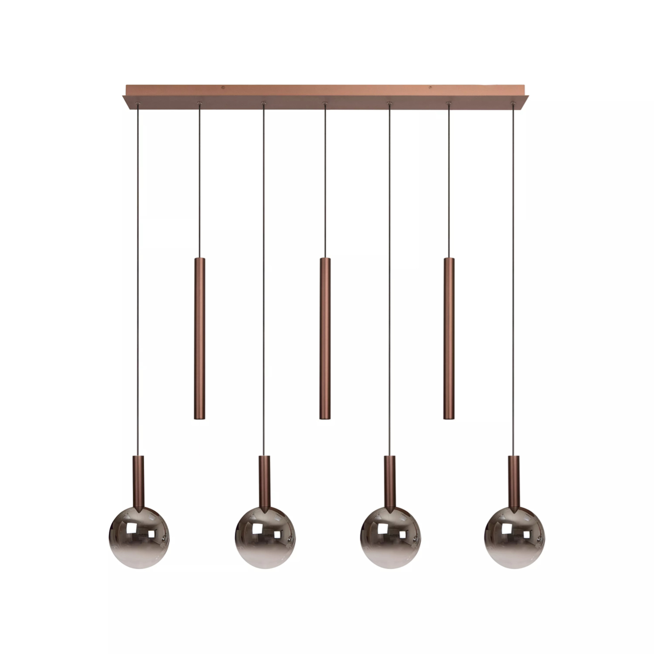 Hanglamp Jasmine balk 7-lichts koper