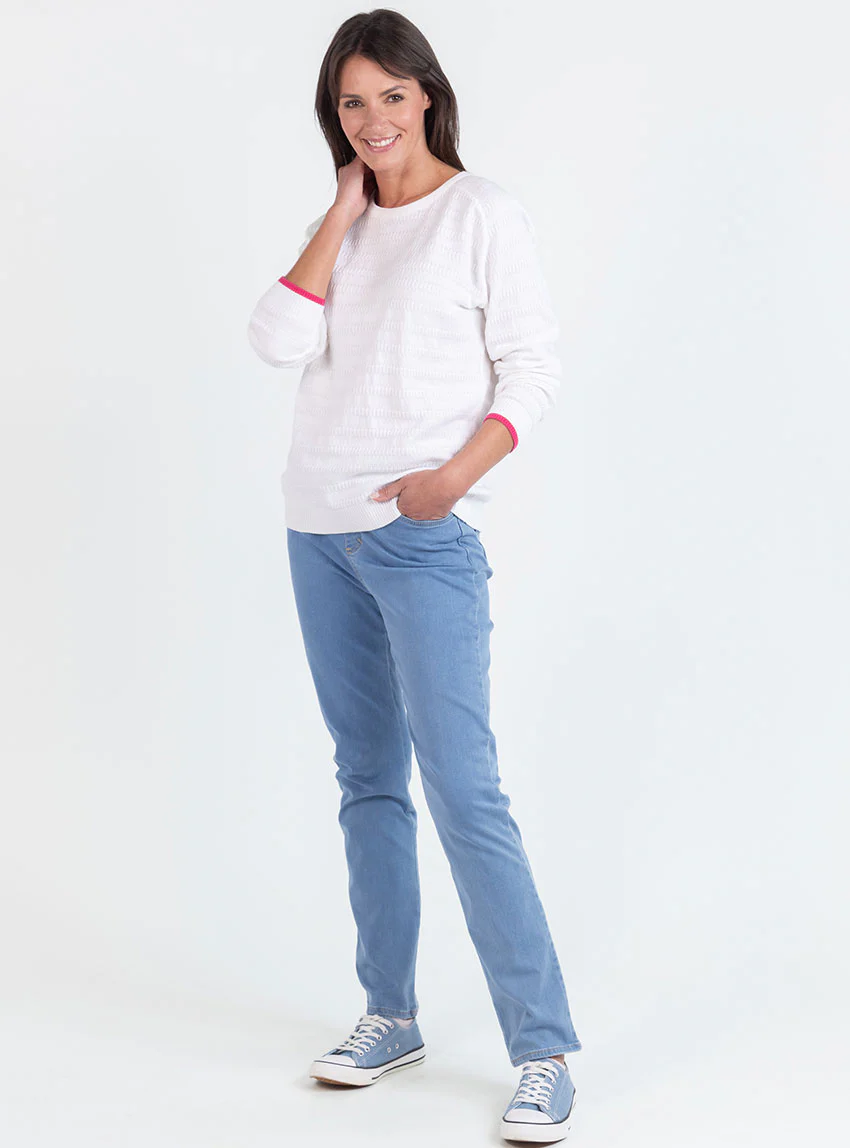 Pull femme esprit sweat en coton blanc