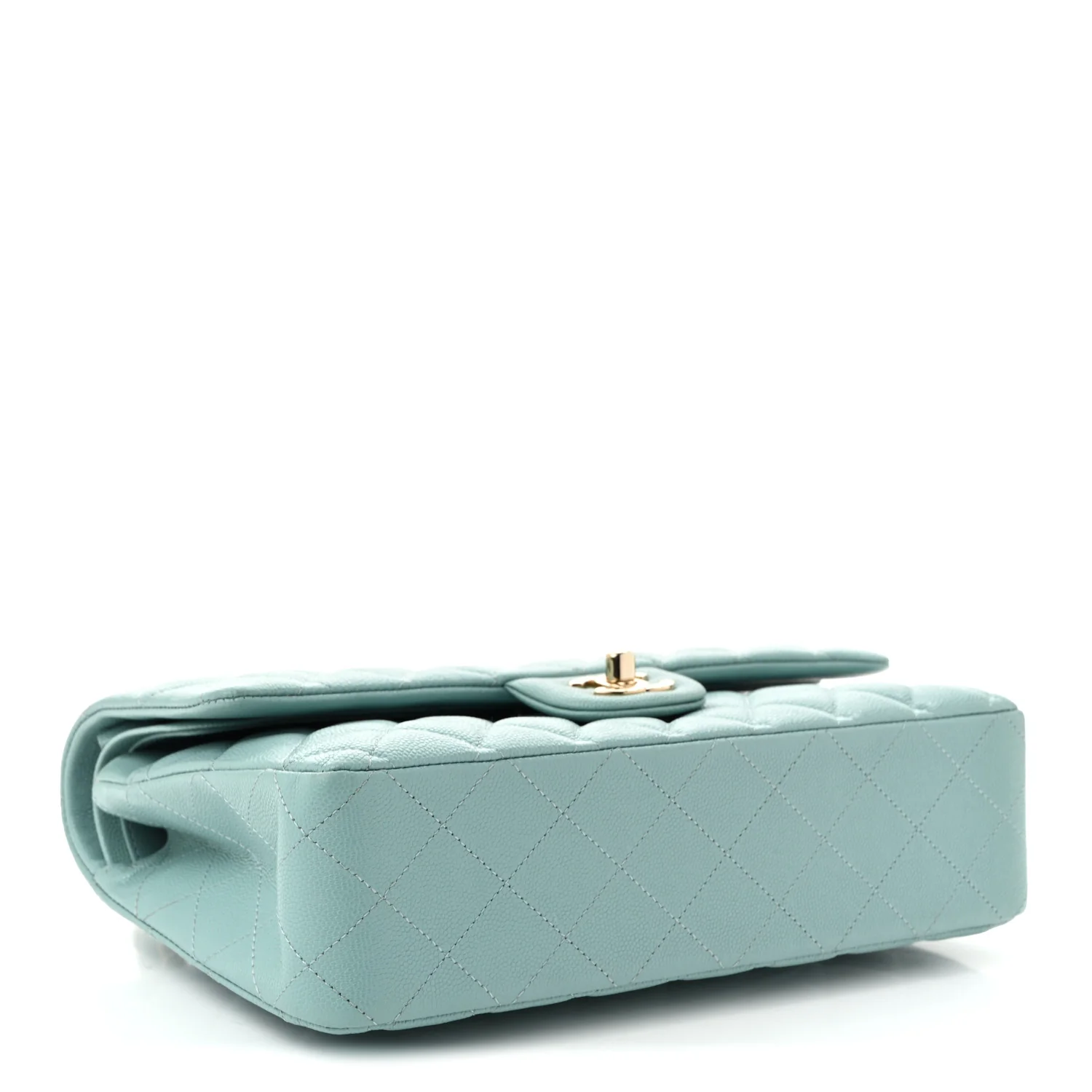 Caviar Quilted Medium Double Flap Light Blue - Top Club