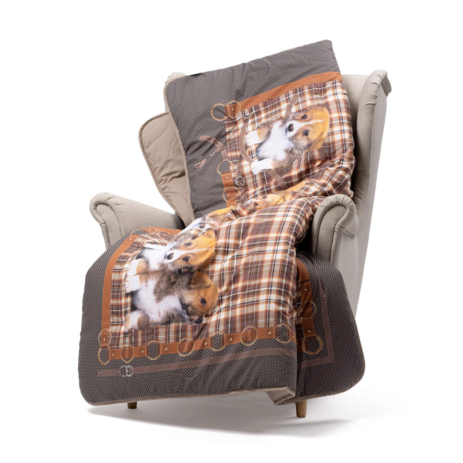 Plaid Scaldotto In Cotone Cuccioli Cm. 130X170 Cuoio Caleffi